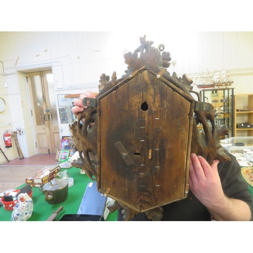 293 - Large Antique Carved Wood Wall Cuckoo Clock