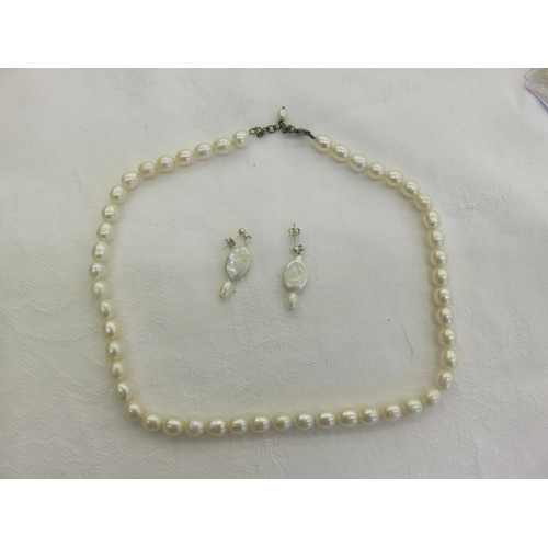 101 - Ivory Freshwater Pearl Necklace and Earrings