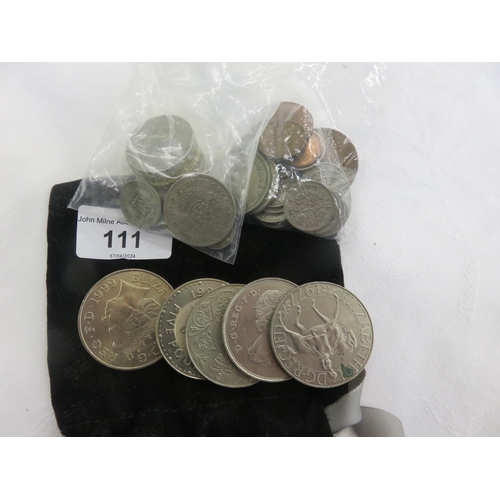 111 - Two £5 Coins, Predecimal Coins, Modern Crown etc