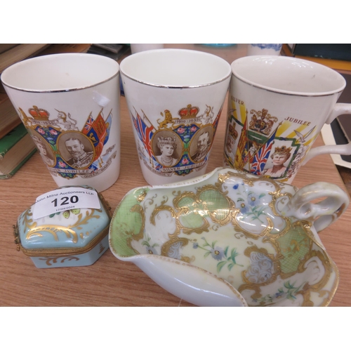 120 - Three Royality Mugs and Two Other Pieces