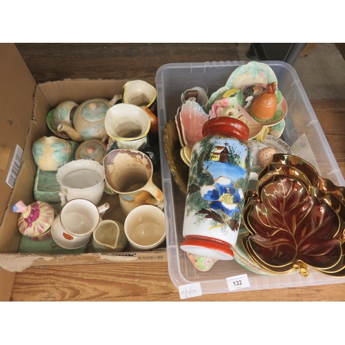 132 - Two Boxes of Bric-a-Brac - Carlton ware, etc