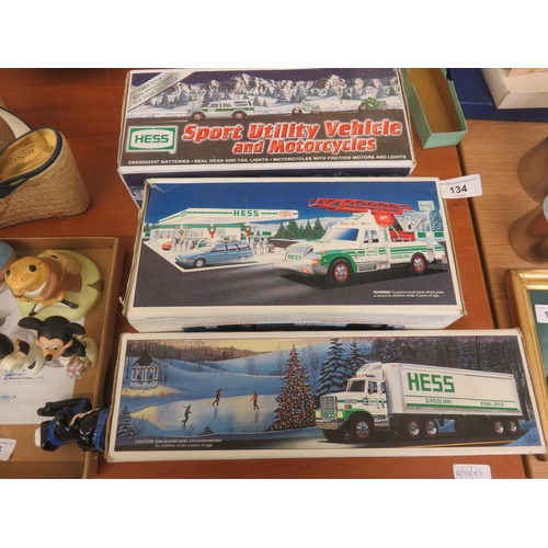 134 - Three Boxed Large Hess Model Trucks