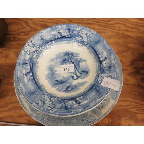 146 - Five blue and white patterned plates