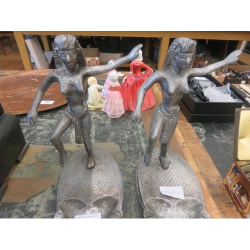 193 - Pair of Vintage Egyptian Dancing Goddess Figures with Base