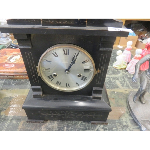 196 - Inlaid Wooden Mantel Clock