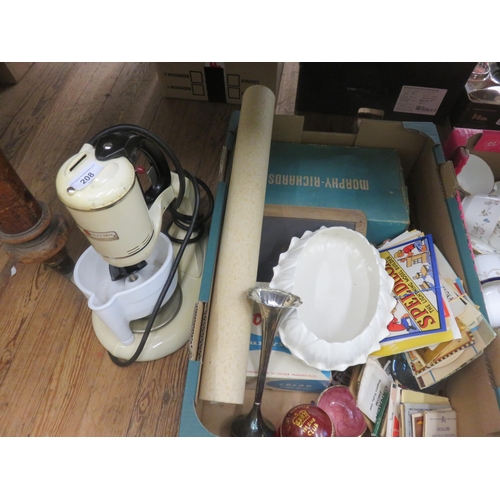 208 - Quantity of Photocard Books and Ephemera, Food Mixer, Cricket Ball,, Bud Vase Etc