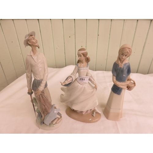 251 - Two Lladro Lady Figures and Lladro Musketeer