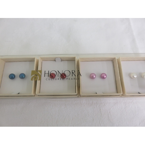 254 - Four Boxed Sets of Coloured Honora Pearl Earrings