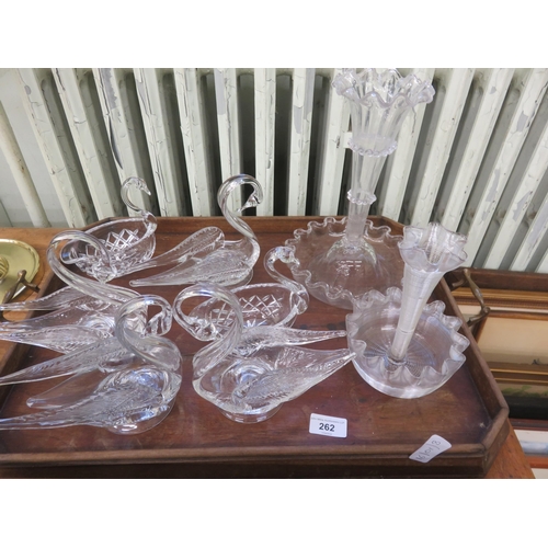 262 - Tray lot of mostly Glass Swans