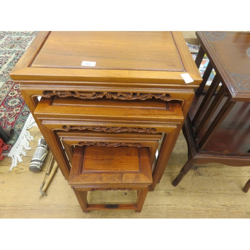 385 - Oriental Style Carved Wood Nest of Four Tables