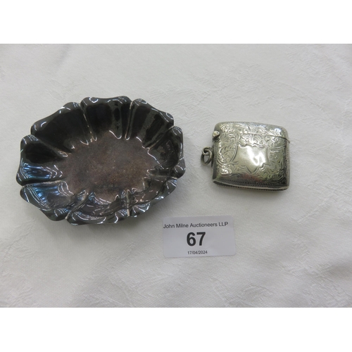 67 - Silver Vesta Case and Pin Dish