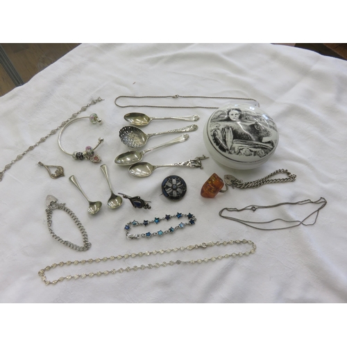 71 - Lot of Silver Jewellery and Silver Spoons