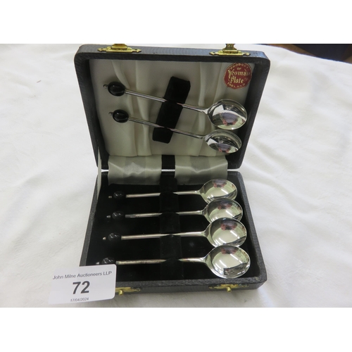 72 - Set of Six Silver Plated Coffee Spoons