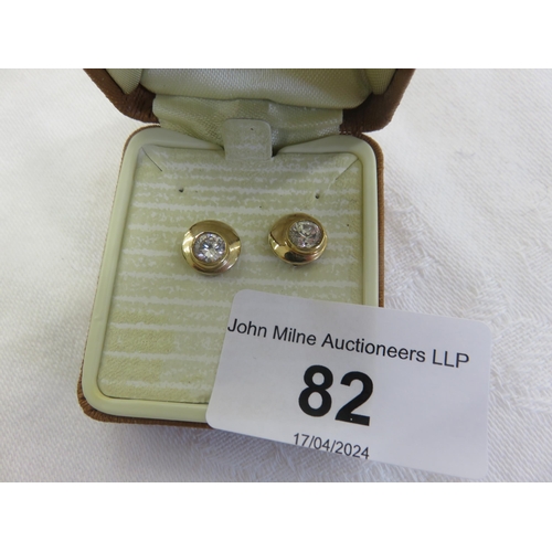 82 - Boxed Gold Stamped 375 Earrings With White Stone