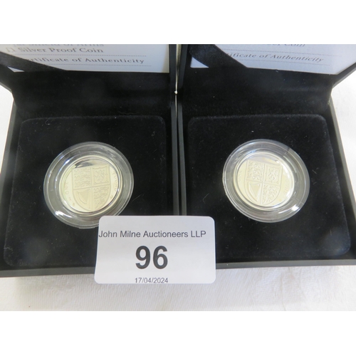 96 - Two Royal Mint 925 Silver Proof £1 Coins - Both Capsulated and Boxed in Royal Mint Boxes With Certif... 