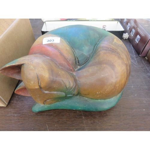 303 - Wooden Sleeping Cat