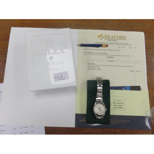 Rolex Oyster Perpetual Air King 1998, with original box and paperwork