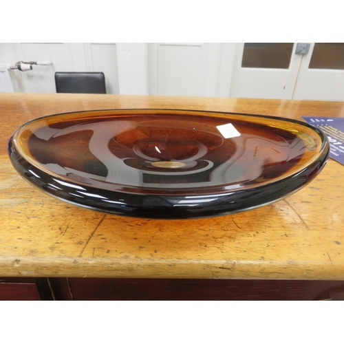 75C - Large Amber coloured  Glass Oval Dish