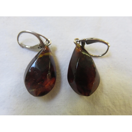 101 - Amber Earrings - Silver Clasp. Made in Lithuania