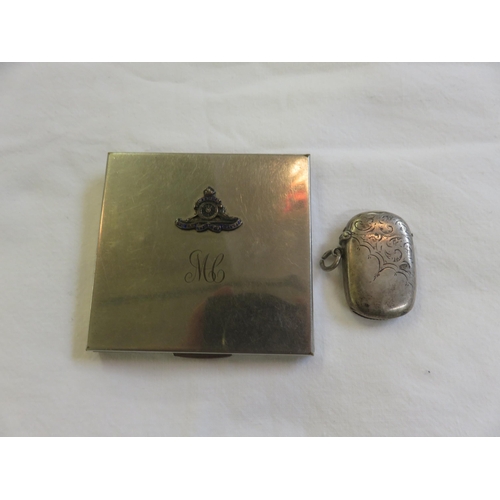 117 - Silver Vesta Case and a Military Interest Cigarette Case