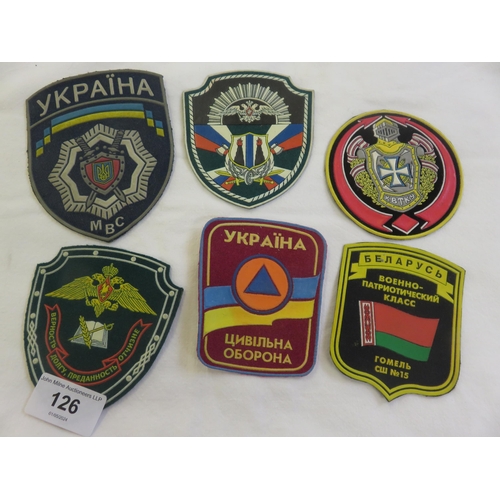 126 - Russia, Ukraine, Belarus Military and Civil Defence Sleeve Patches (6)