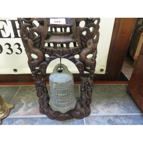 304 - Oriental Bell on Carved Wood stand