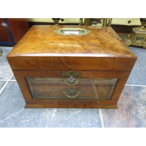 306 - Glaze Fronted Rosewood Cased Jewellery Box with fitted interior