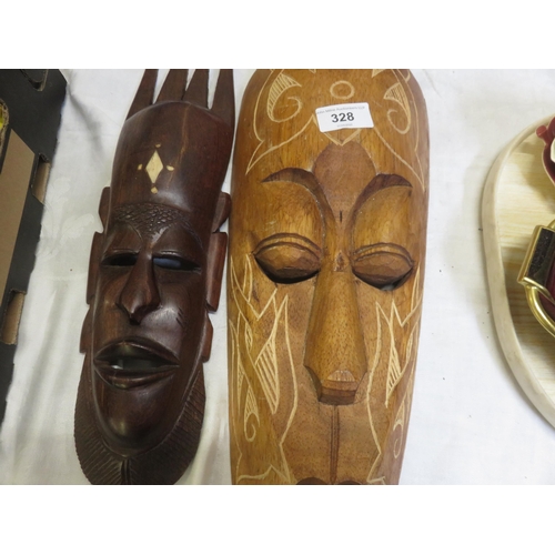 328 - Two Wooden Carved Masks