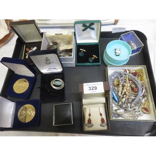 329 - Tray Lot of Jewellery - Some Silver