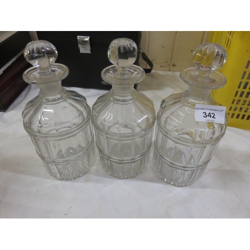 342 - Three Cut Glass Decanters