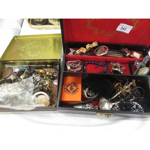 343 - Jewellery Box and Costume Jewellery