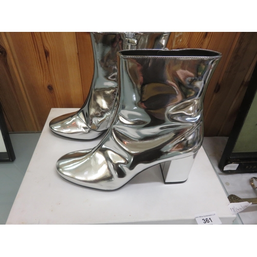 361 - Balenciaga Silver Ankle Boots With Box