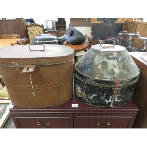 437 - Two Metal Hat Boxes