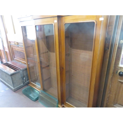 450 - Mahogany and Glazed Three Door Breakfront Floor Standing Bookcase