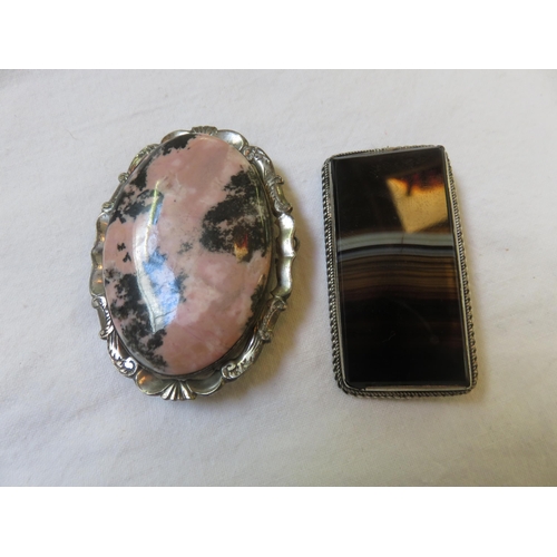 89 - Scottish Silver and Agate Brooch and Pink mottled Victorian Pendant