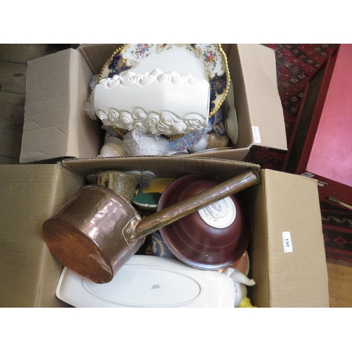 261 - Two Boxes of Ceramics Including Two Carlton Ware Trays