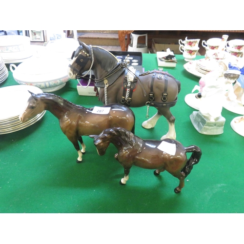 287 - Three Beswick Horses, in sizes