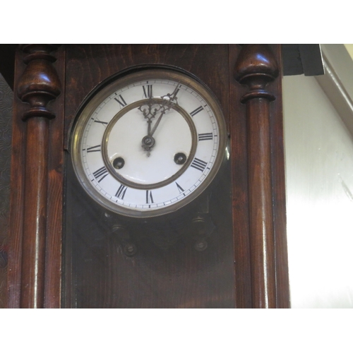 319 - Wooden Cased Wall Hanging Clock