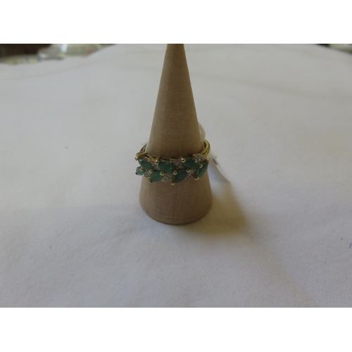 77 - 9ct. Gold Emerald and Diamond Ring, size P, stamped DIA