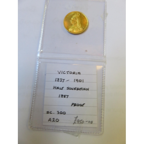 71 - 1887 Queen Victoria Gold Proof Half Sovereign