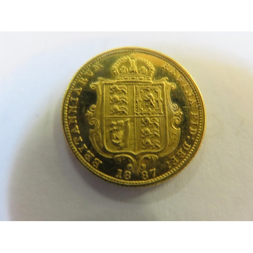 72 - 1887 Queen Victoria Gold Half Sovereign