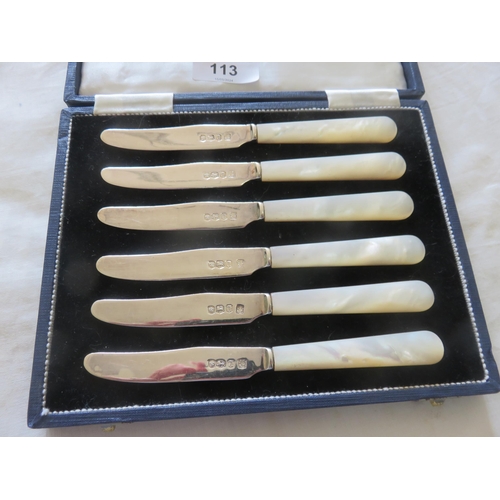 113 - Limited edition boxed set of Silver and Mop Knives