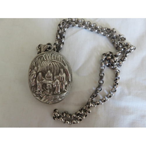 135 - Antique Silver Locket Pendant and chain