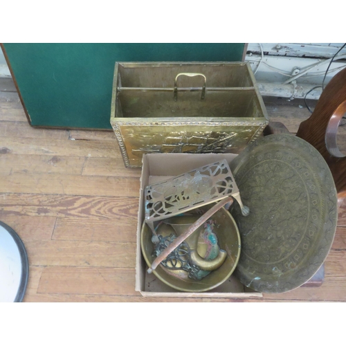 410 - Brass Magazine Rack, Card Table and other Brass Ware items