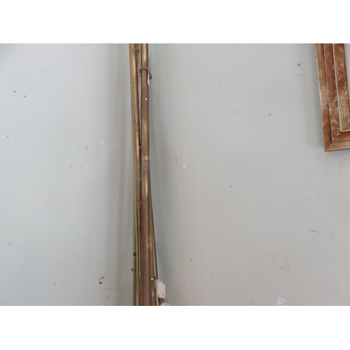 411 - Three sets of very long brass curtain rails