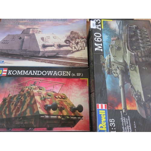 428 - Two Revell Model Kits, M60, A3 and Konnandowagen and one other