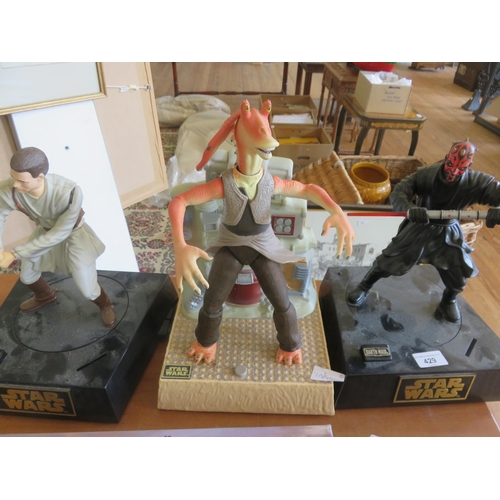 429 - Star Wars Obi Wan, Darth Maul and Jar Jar Binks Animatronic Figures