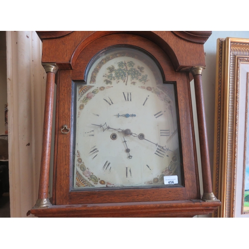 456 - 19th Century Oak Longcase Clock with painted dial