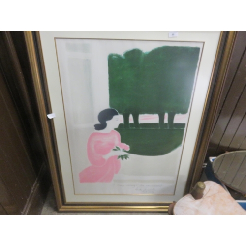 68 - Framed Watercolour A Henri Lorenzi Bien Amicalement