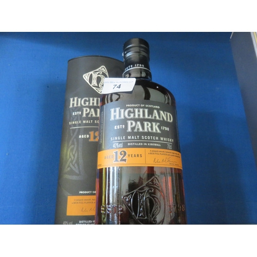 74 - Boxed Bottle Highland Park 12 year old Single Malt